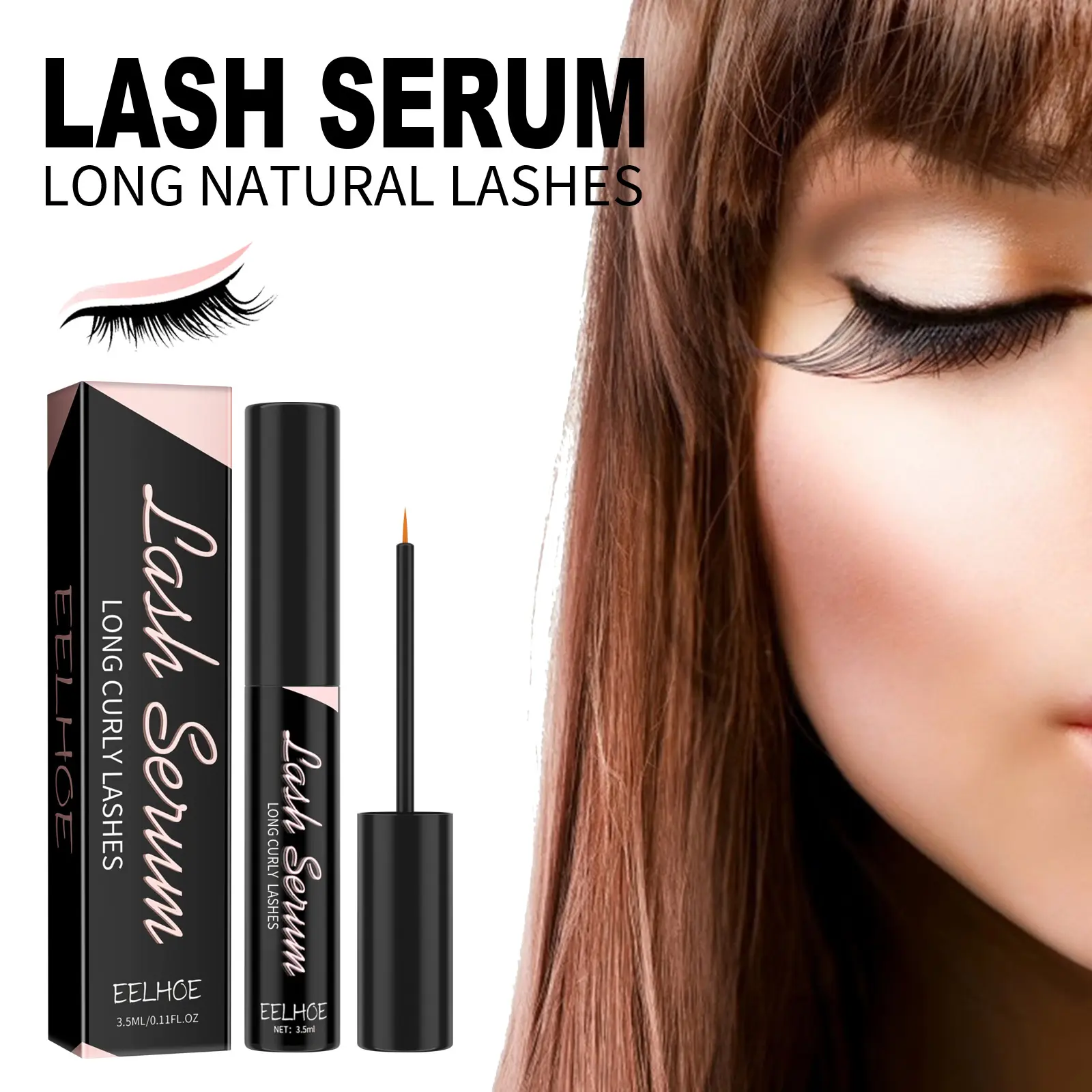 Eelhoe 3.5ml Eyelash Growth Serum Semi Permanent Curly Thick Eye Lash Longer Fuller Eyebrow Enhance Curling Eyelash Makeup Serum