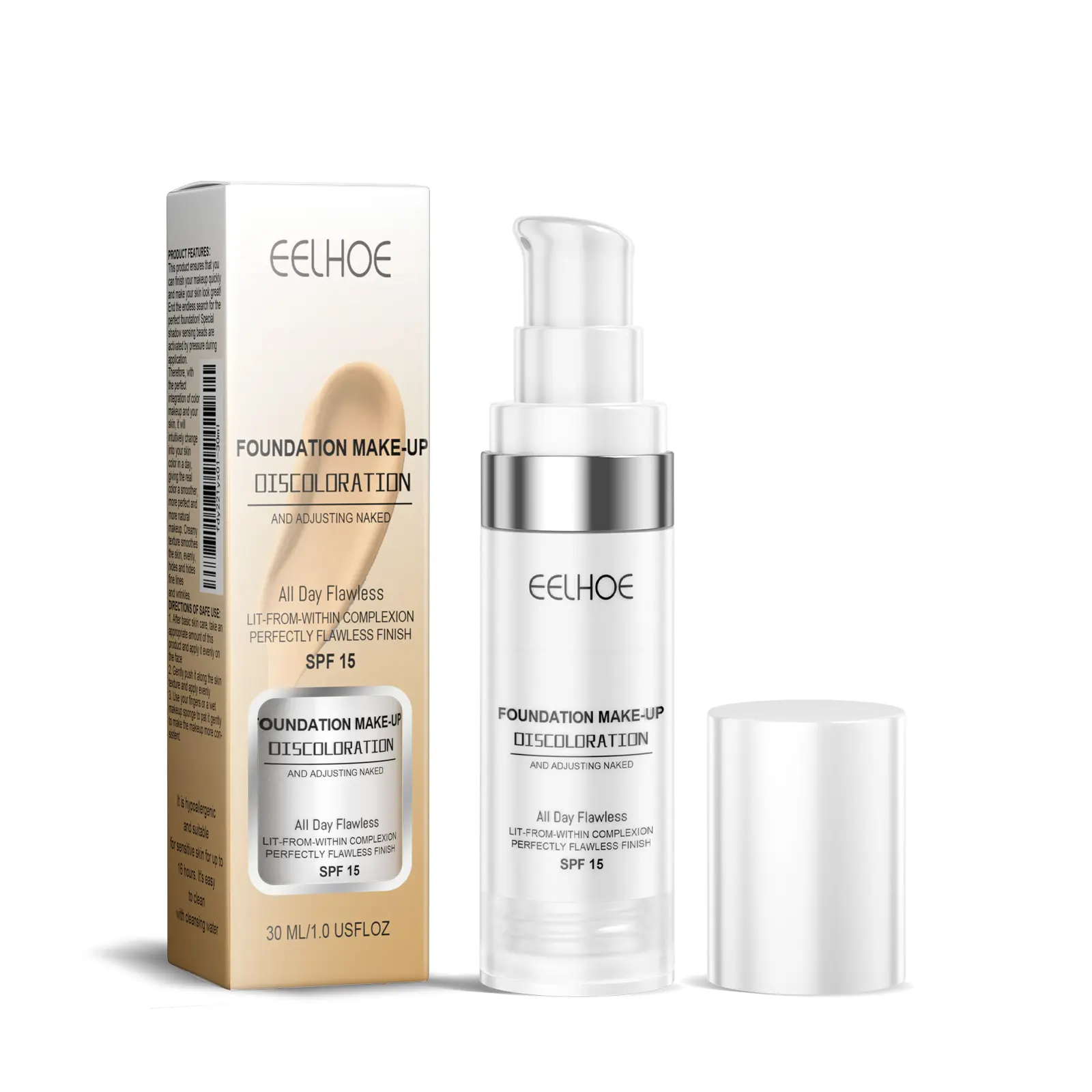 30ml Color Changing Foundation Long-Lasting Hydrating Transfer-Proof Skin Tone Adjust Brightening Lightweight All Skin Types
