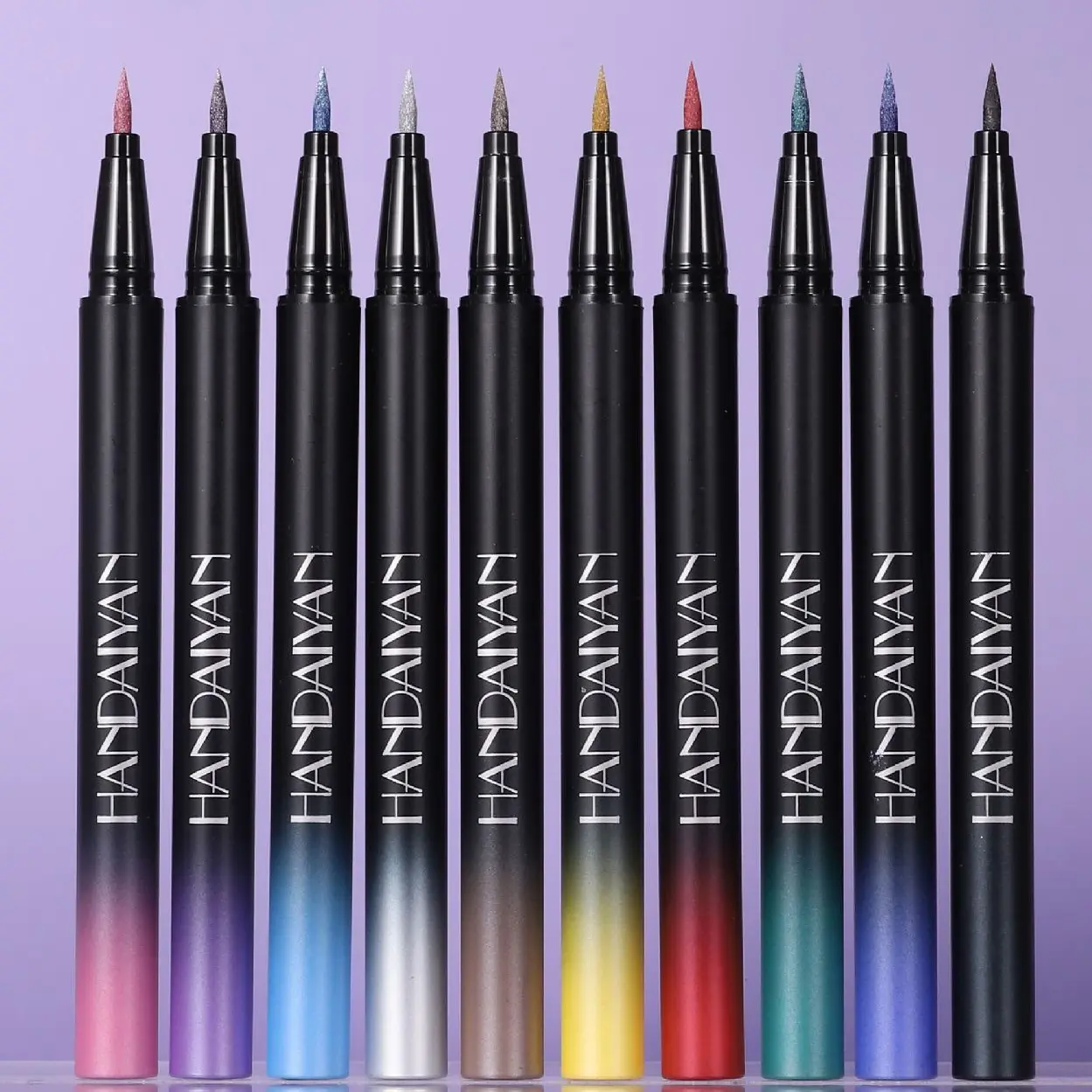 Metallic Gold Purple Liquid Eyeliner Pen High Gloss Eye Highlighting Waterproof Quick Dry Ultra-Fine Pearlescent Black Eye Line