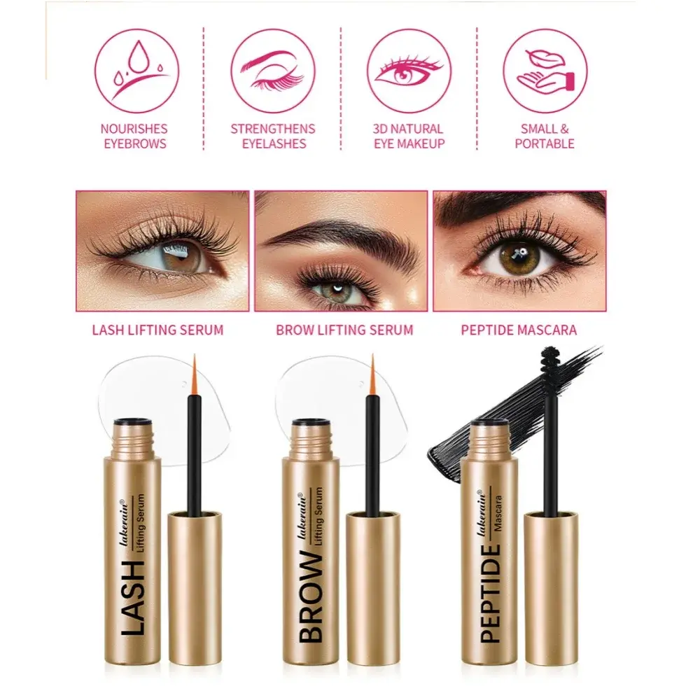 Eyebrow & Lash Growth Serum Peptide Mascara Enhancer Set - Fuller Thicker Nourished Lashes & Eyebrows Longer Eye Makeup Kit