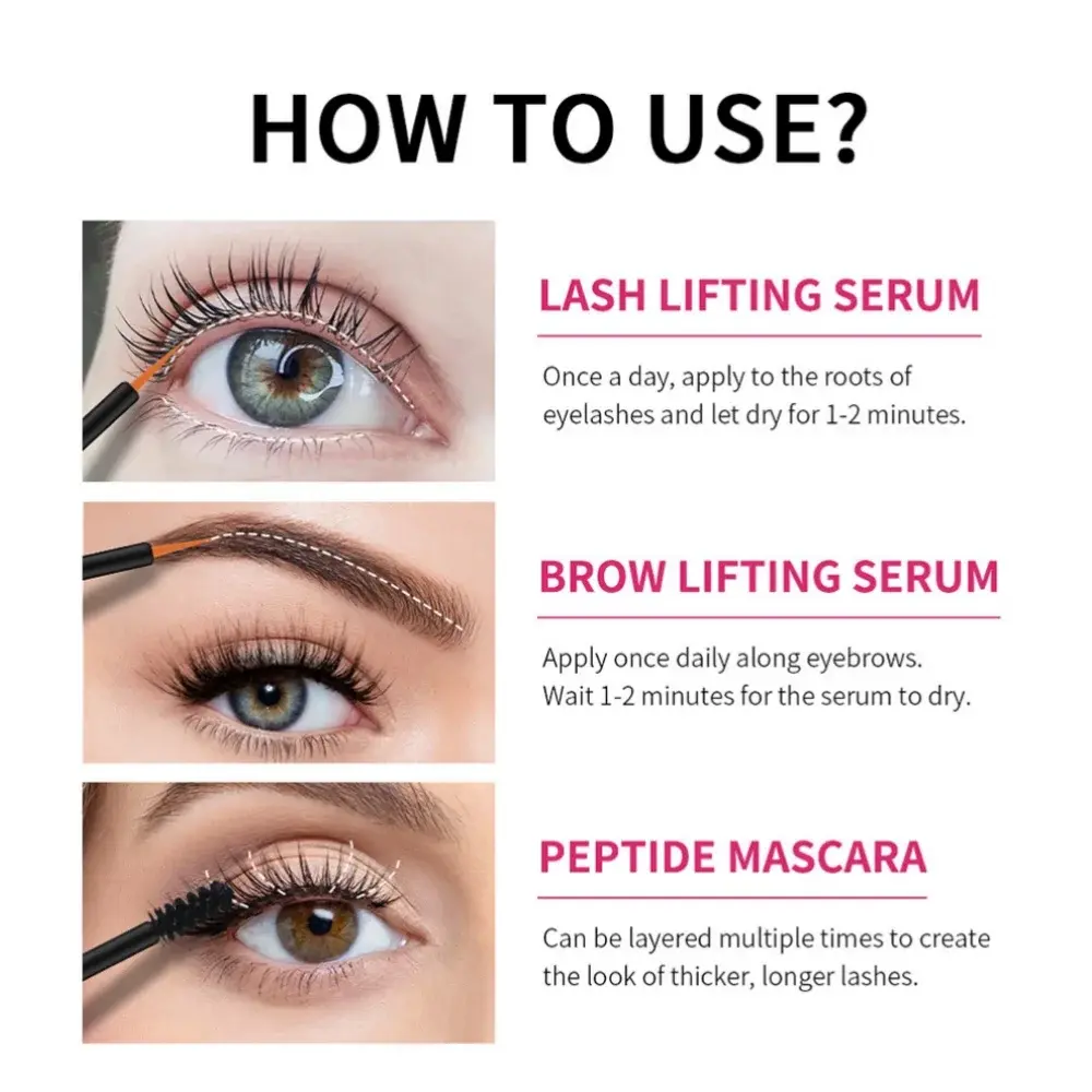 Eyebrow & Lash Growth Serum Peptide Mascara Enhancer Set - Fuller Thicker Nourished Lashes & Eyebrows Longer Eye Makeup Kit