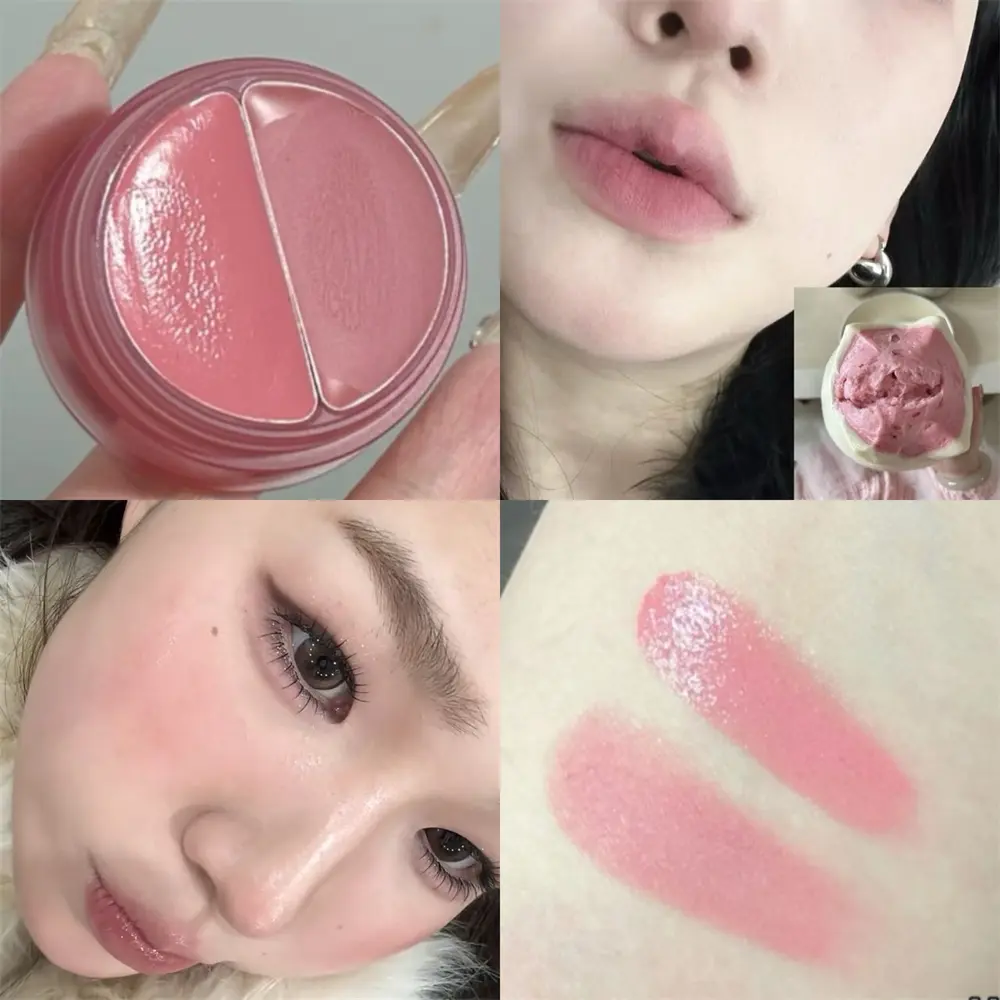 Multi-Use Dual Texture Lip Mud Volumizing Matte Lip Stain Long-Lasting Rich Soft Purple Gloss Rouge Natural Lips & Cheek Makeup