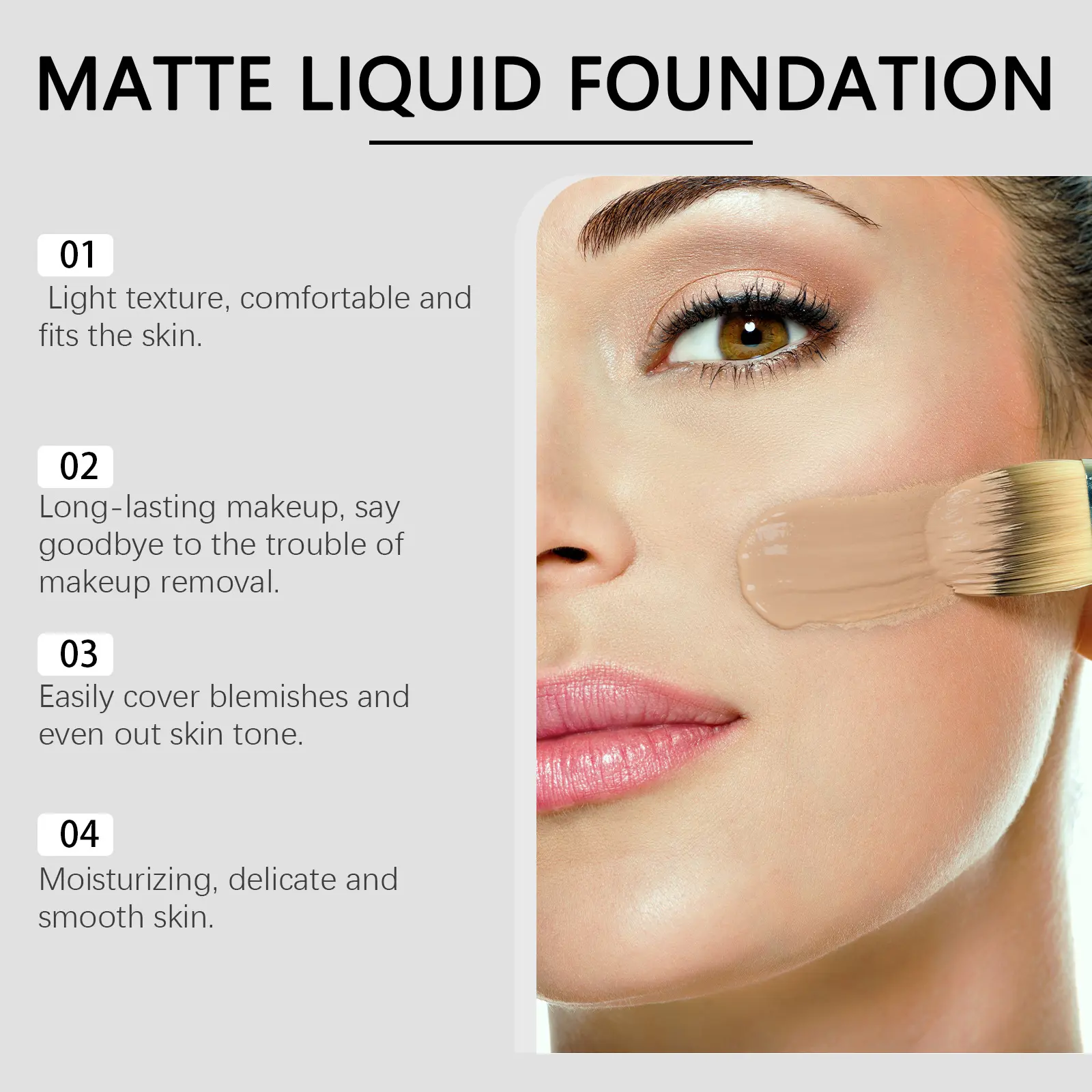 EELHOE Face Foundation Flawless Oil Control Waterproof Sweatproof Matte Finish High Coverage Makeup Base Liquid Foundation 30ml
