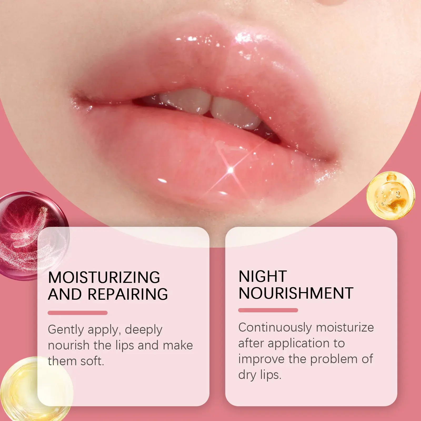 Natural Strawberry Night Lip Mask Repair Lip Plump Moisturizing Lips Exfoliator Anti Cracks Overnight Nourish Lip Sleeping Mask