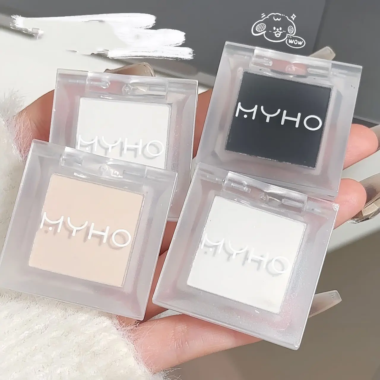 Monochrome Matte White Eyeshadow Makeup Waterproof Lasting Smoky Black Eye Makeup Natural Brighten Eyeshadow Highlighter Palette