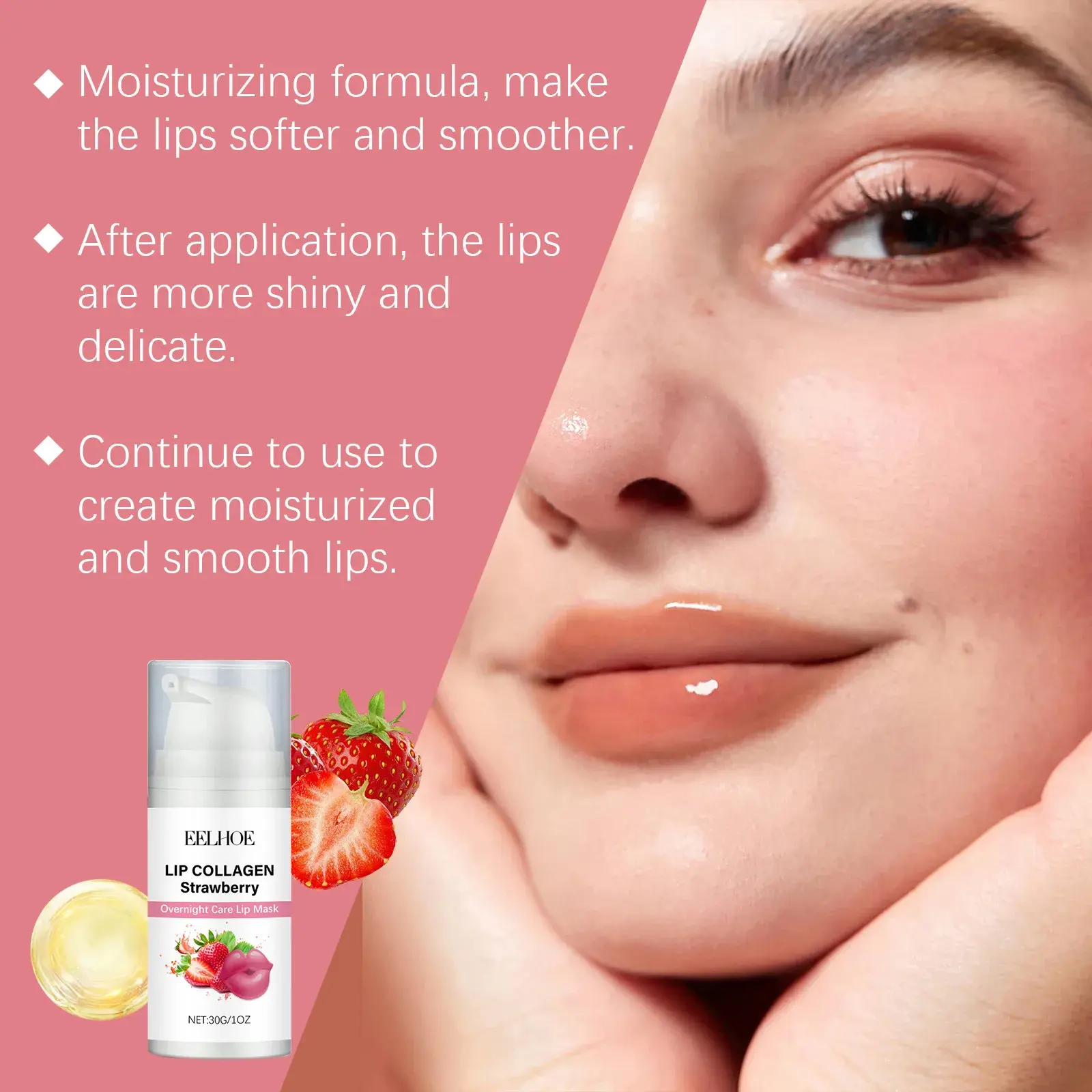 Natural Strawberry Night Lip Mask Repair Lip Plump Moisturizing Lips Exfoliator Anti Cracks Overnight Nourish Lip Sleeping Mask
