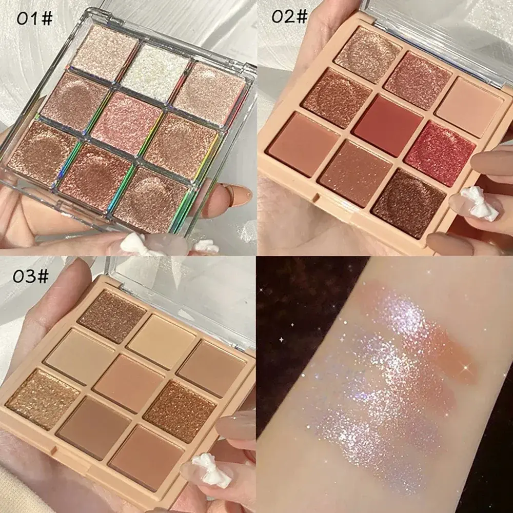 9 color Super Nude and Matte eyeshadow Palette Shine Long Lasting Water proof Eye Shadow Pallete Shiny Eye Pigment makeup