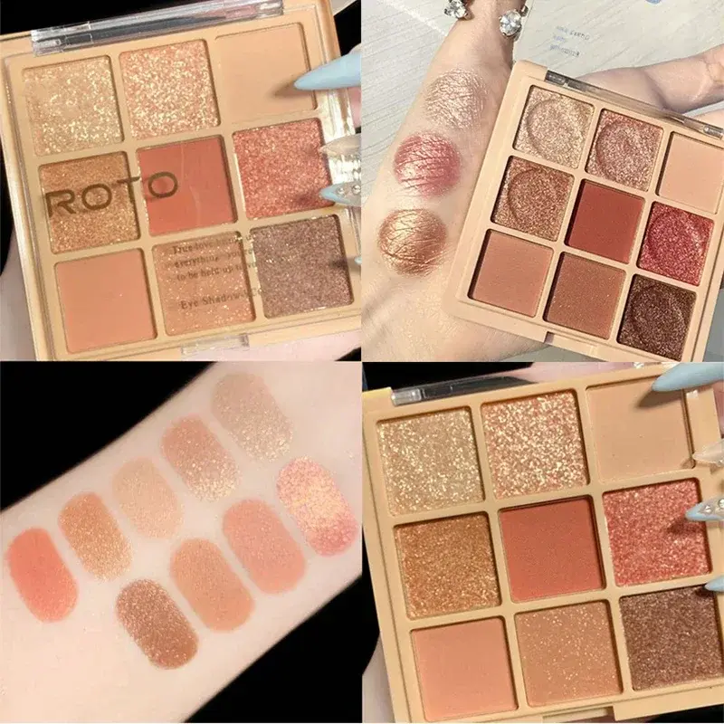 9 color Super Nude and Matte eyeshadow Palette Shine Long Lasting Water proof Eye Shadow Pallete Shiny Eye Pigment makeup