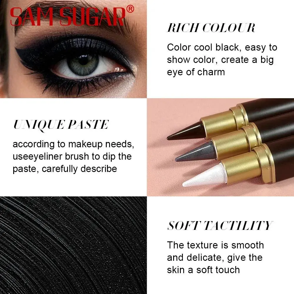 Black Waterproof Eyeliner Pen Long Lasting 24H Smudge Proof Gel Makeup Highlighter For Smokey Eye Look Fast Drying