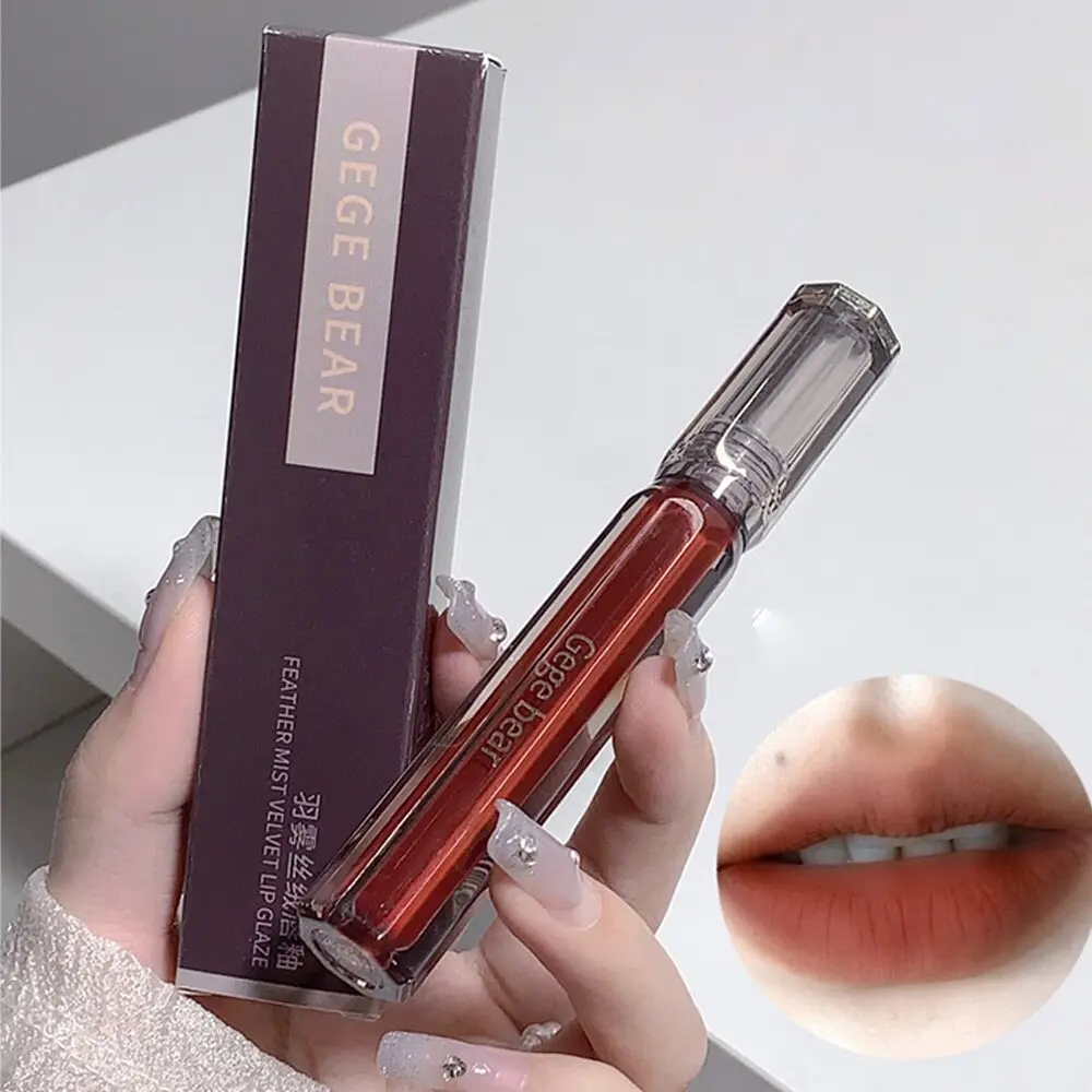 Gege Bear Velvet Matte Mist Lipstick Long Lasting High Pigment Color Non-Stick Cup Velvet Lip Gloss for Daily Makeup