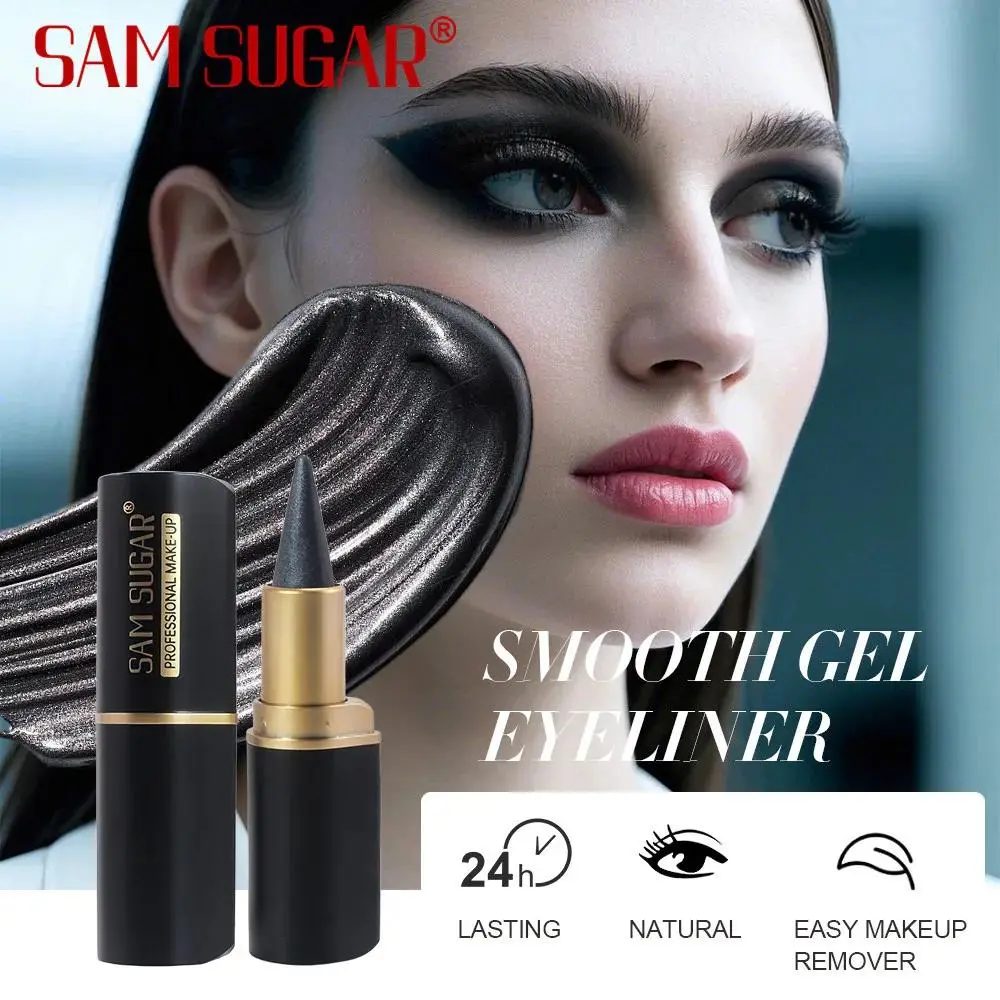Black Waterproof Eyeliner Pen Long Lasting 24H Smudge Proof Gel Makeup Highlighter For Smokey Eye Look Fast Drying
