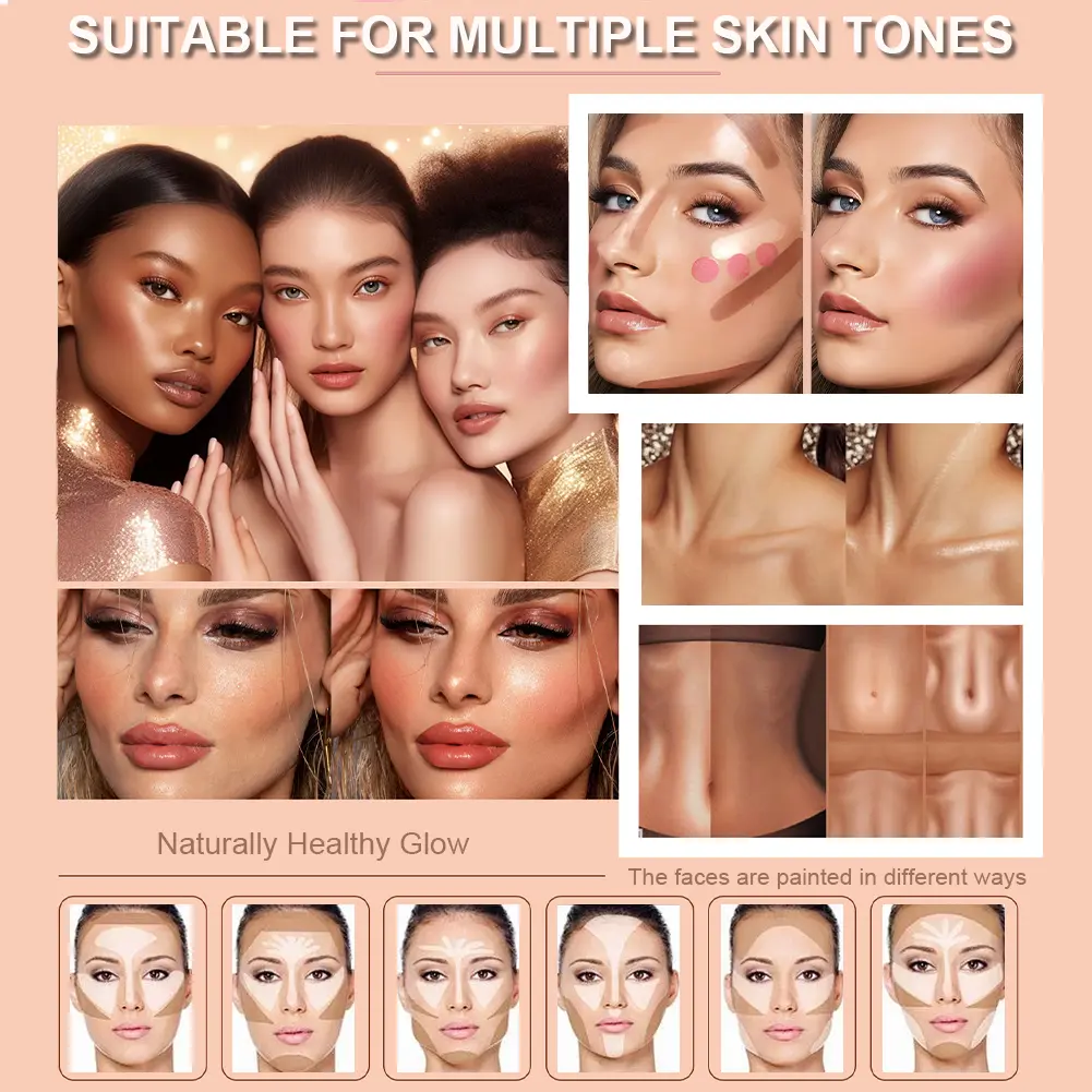 6 Colors Shimmer Clear Highlight Stick Blush Stick Hydrating Moisturizer Lasting Makeup Contour Brighten Water Light Highlighter