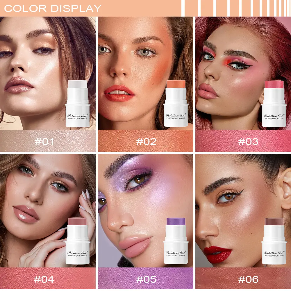 6 Colors Shimmer Clear Highlight Stick Blush Stick Hydrating Moisturizer Lasting Makeup Contour Brighten Water Light Highlighter