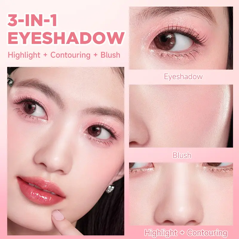 9-Color Eyeshadow Palette - Matte & Shimmer Finish,Water And Sweat Resistant, Long-Lasting Wear, Blendable,  Highlight And Blush