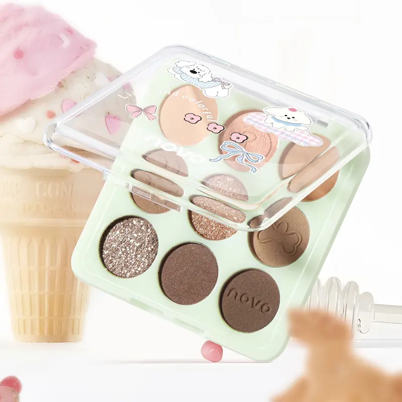 9-Color Eyeshadow Palette - Matte & Shimmer Finish,Water And Sweat Resistant, Long-Lasting Wear, Blendable,  Highlight And Blush