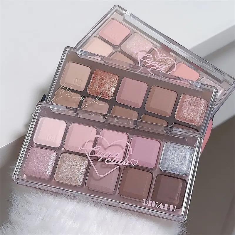 Korean Eyeshadow Palette 10Colors Matte Grey Pink Eye Shadow Long Lasting Glitter Eye Shadow Brown Earthy Color Eye Makeup Plate