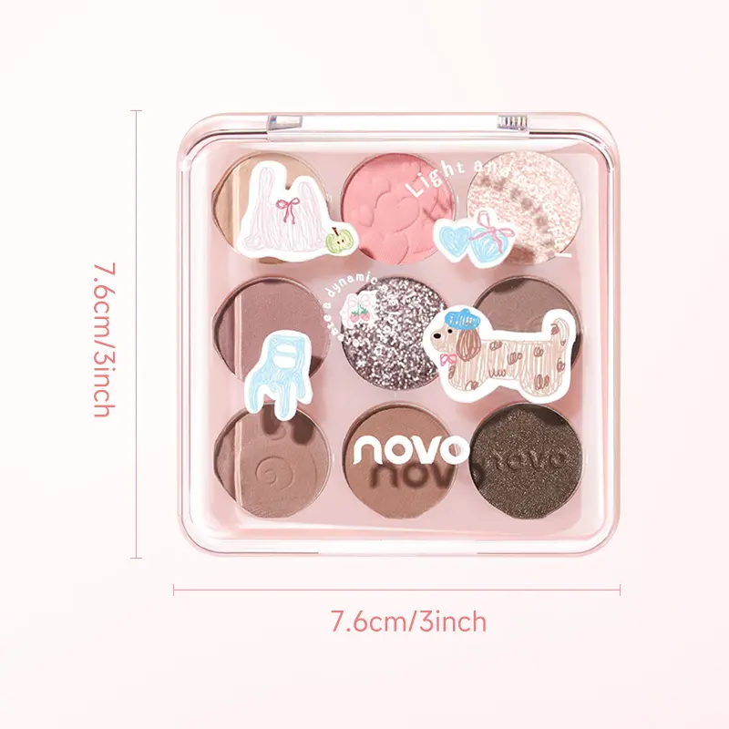9-Color Eyeshadow Palette - Matte & Shimmer Finish,Water And Sweat Resistant, Long-Lasting Wear, Blendable,  Highlight And Blush