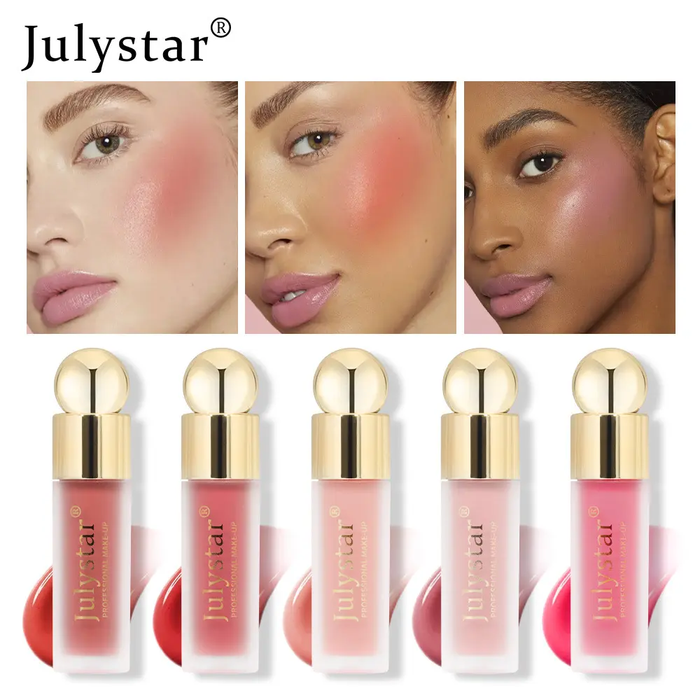 Matte Liquid Blush & Lip Duo – Monochrome Pink Long-Lasting Formula, Natural Lip Gloss with Sunburn Effect & Eyeshadow Blend