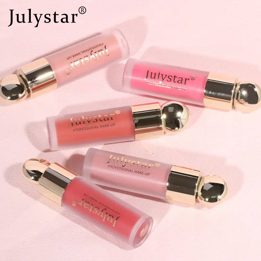 Matte Liquid Blush & Lip Duo – Monochrome Pink Long-Lasting Formula, Natural Lip Gloss with Sunburn Effect & Eyeshadow Blend
