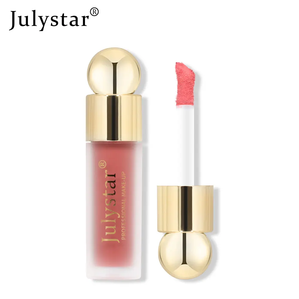 Matte Liquid Blush & Lip Duo – Monochrome Pink Long-Lasting Formula, Natural Lip Gloss with Sunburn Effect & Eyeshadow Blend