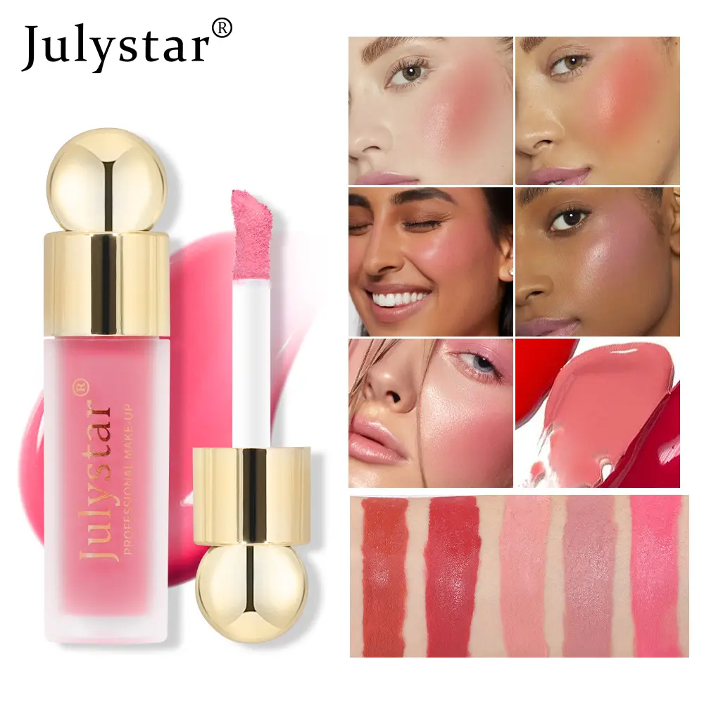 Matte Liquid Blush & Lip Duo – Monochrome Pink Long-Lasting Formula, Natural Lip Gloss with Sunburn Effect & Eyeshadow Blend