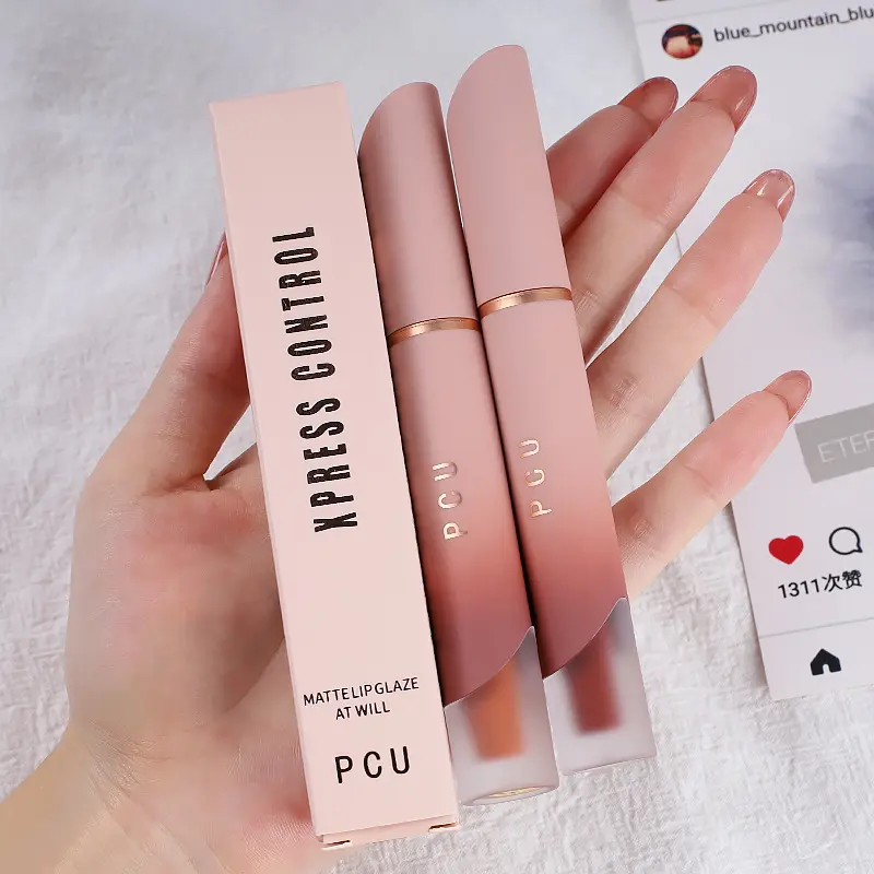 1pc liquid matte lipstick, lip balm, not easy to stick to cup, lip and cheek dual-use pink lipstick with 6 colors to choose from