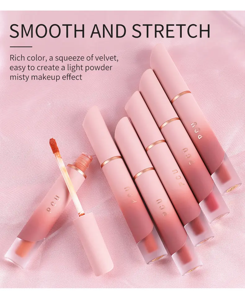 1pc liquid matte lipstick, lip balm, not easy to stick to cup, lip and cheek dual-use pink lipstick with 6 colors to choose from