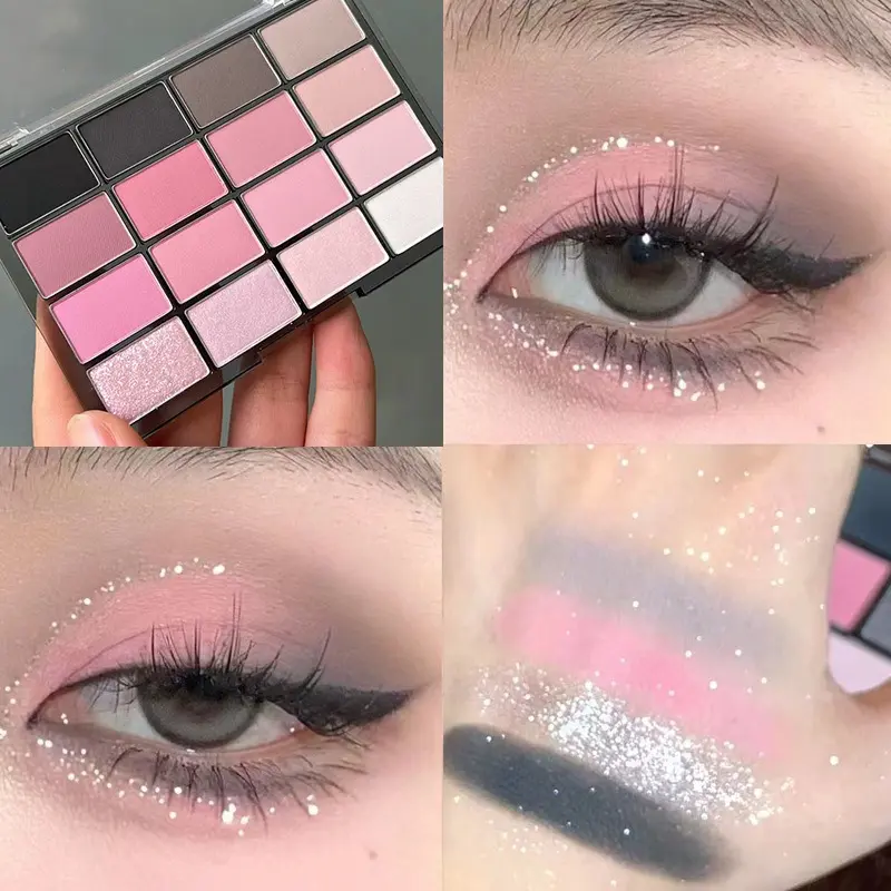 16-Color Korean Eyeshadow Palette Matte Pearlescent Low Saturation Long Lasting Brown Pink Glitter Eye Shadow Eye Makeup Palette