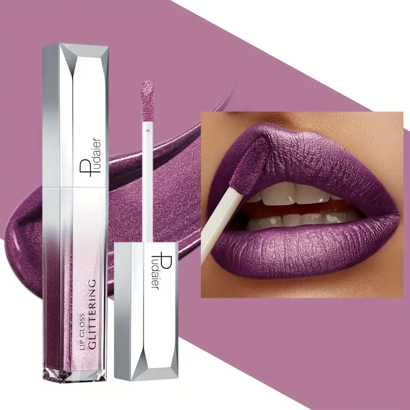 1PC Glitter Lip Gloss Matte & Shiny - Waterproof, Long Lasting , Non-Sticky, Vegan - for Party, Wedding, Daily Makeup