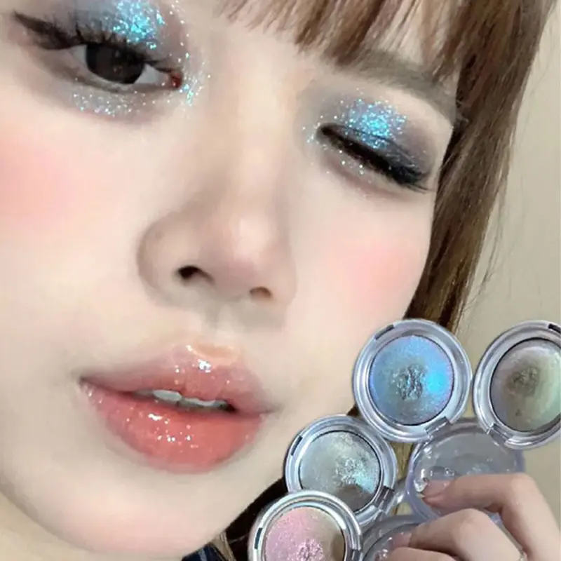 Turquoise Green Pearlescent Highlighter Mud Palette Monochrome Polarized Peach Glitter Face Contour Brighten Body Makeup Shiny
