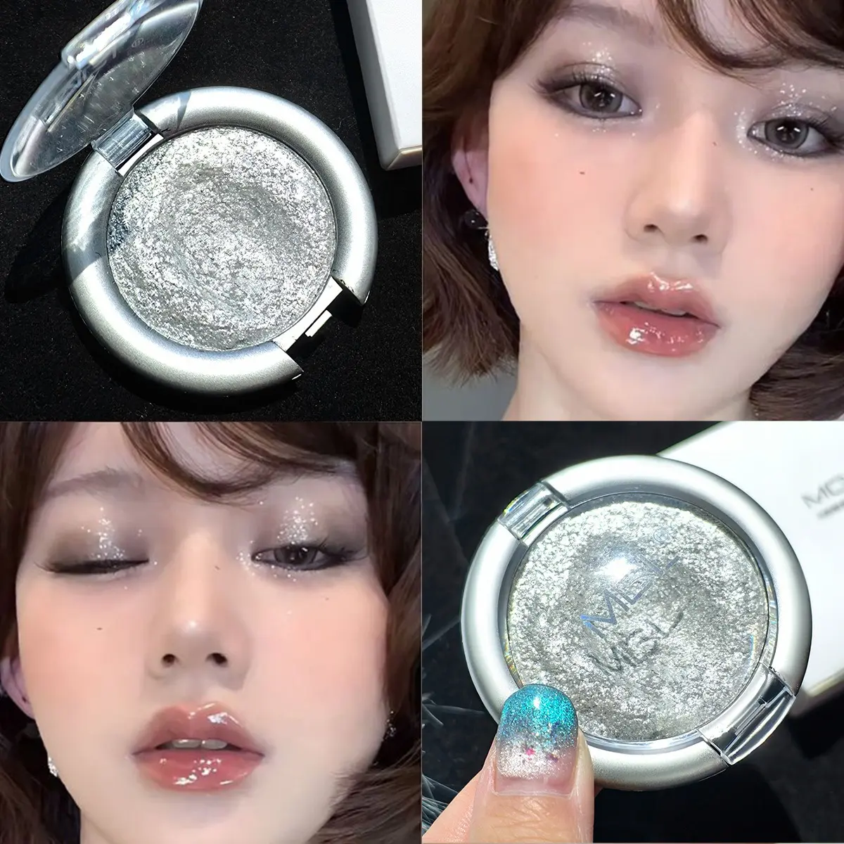 Turquoise Green Pearlescent Highlighter Mud Palette Monochrome Polarized Peach Glitter Face Contour Brighten Body Makeup Shiny
