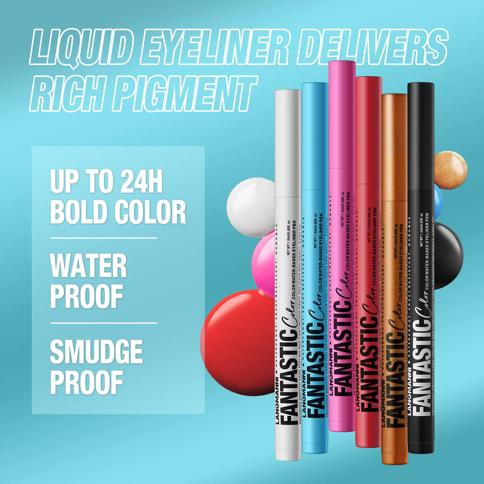 LANGMANNI 12-Color Matte Liquid Eyeliner Set – Quick-Dry, Smudge-Proof & Long-Lasting Wear for Bold Eye Looks