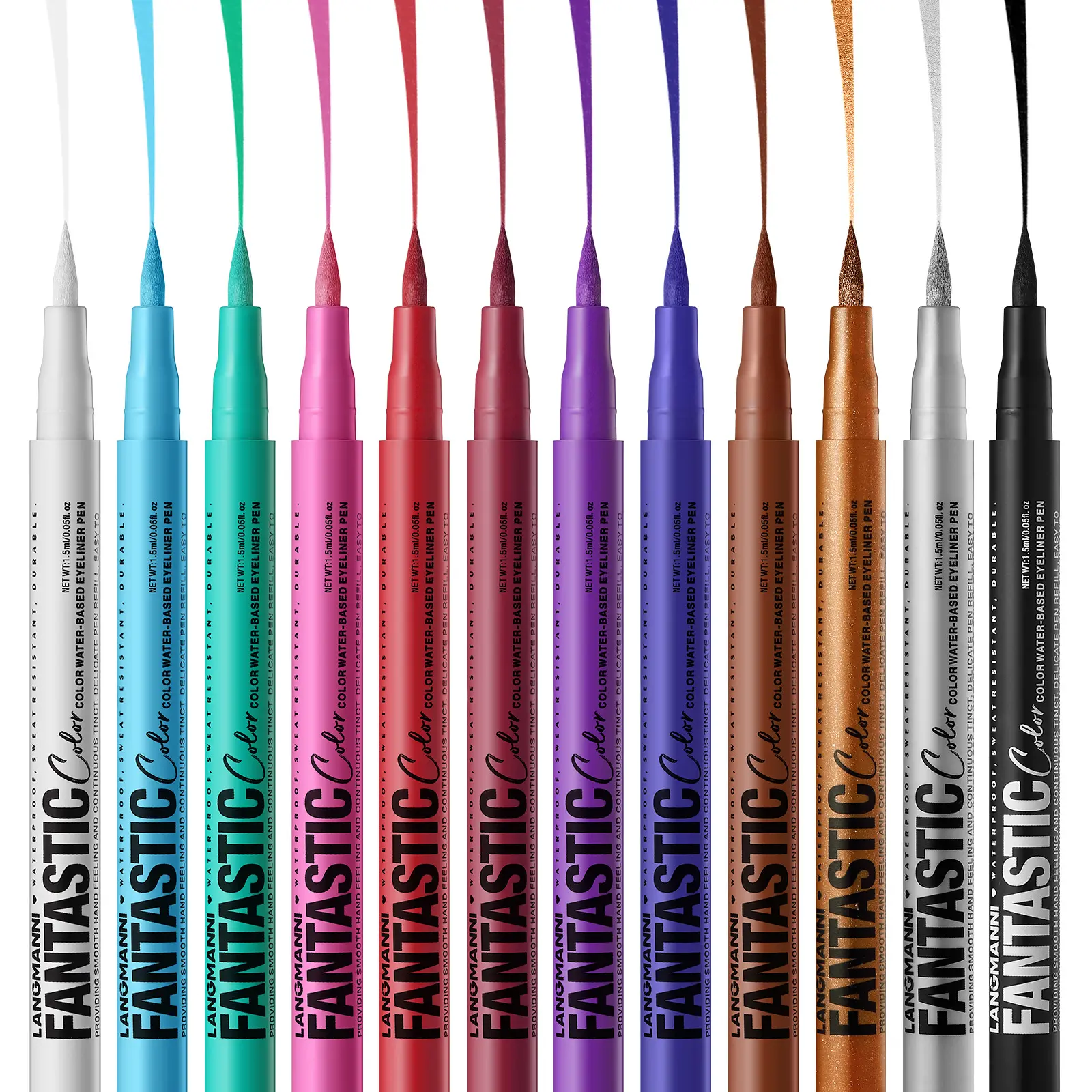 LANGMANNI 12-Color Matte Liquid Eyeliner Set – Quick-Dry, Smudge-Proof & Long-Lasting Wear for Bold Eye Looks