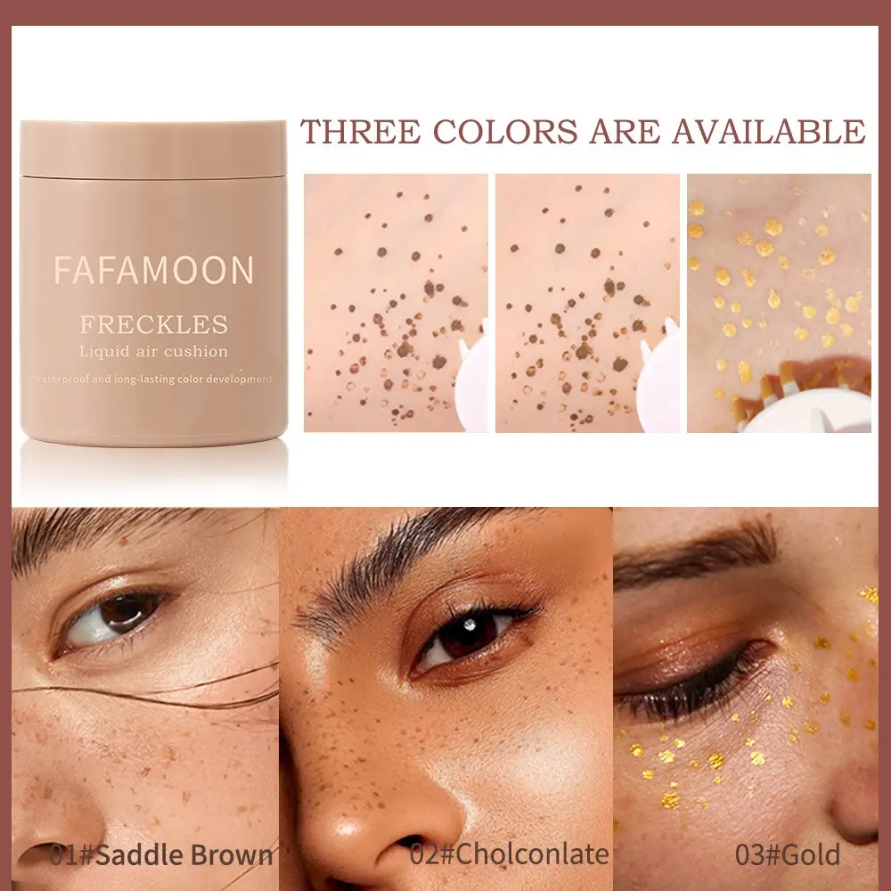 Gold Brown Natural Freckles Stamp Air Cushion Kit Simulation Fake Spot Freckle Liquid Powder Waterproof Long Lasting Makeup
