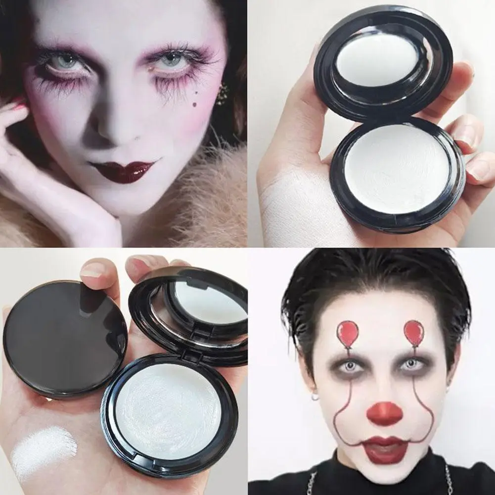 Goth White Makeup Foundation Cream Concealer Cosplay Make-Up Face Cream Face White Halloween Face Body Paint Zombie Clown W M7O6