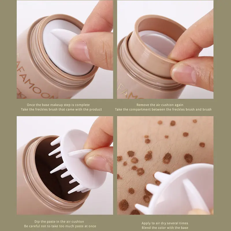 Gold Brown Natural Freckles Stamp Air Cushion Kit Simulation Fake Spot Freckle Liquid Powder Waterproof Long Lasting Makeup
