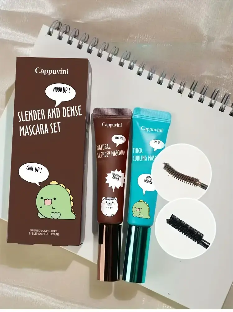 Slimming and Volume Mascara Set - Brown and Black Mascara Set,Waterproof and Long-Lasting Curl Non-smudge Eyelash Makeup Mascara