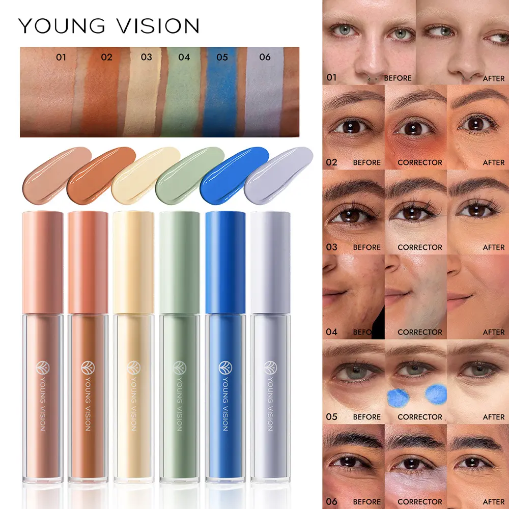 Yellow Orange Liquid Concealer Foundation Primer Base Facial Repair Dark Circles Corrector Skin Tone Purple Brighten Concealer