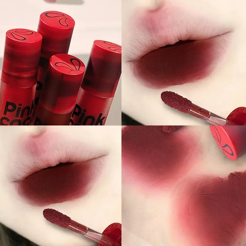 Waterproof Matte Velvet Lip Glaze Moisturizing Bean Paste Red Lipstick Non-stick Cup Not Easy To Fade Red Brown Lip Gloss Makeup