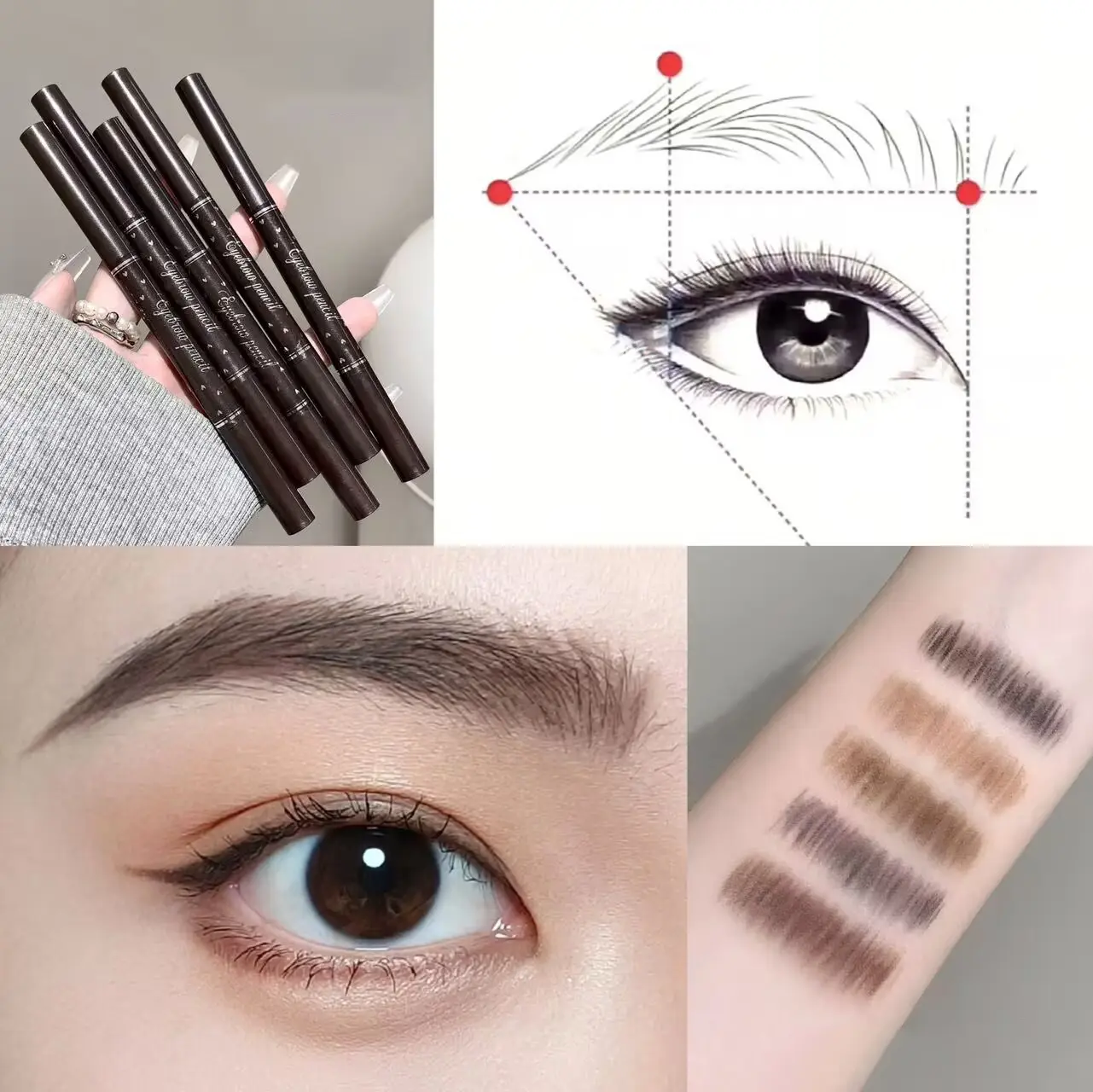 5 Colors Eyebrow Cosmetics Pencil Waterproof Double-head Eyebrow Tattoo Natural Enhancers Makeup Paint Eyebrow Pencil With Brush