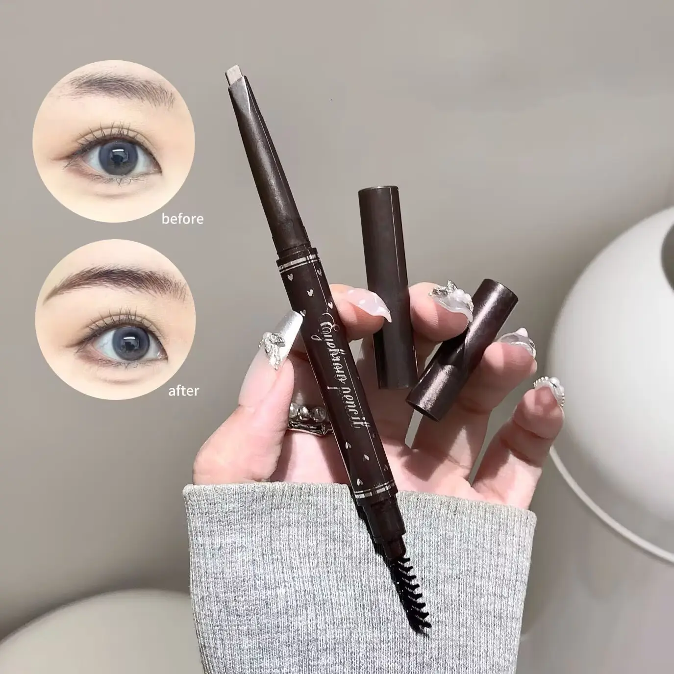 5 Colors Eyebrow Cosmetics Pencil Waterproof Double-head Eyebrow Tattoo Natural Enhancers Makeup Paint Eyebrow Pencil With Brush