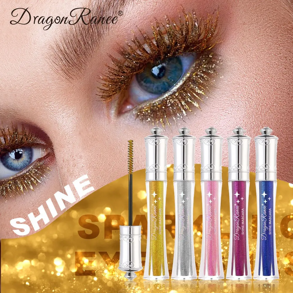 9-Color Sparkling Diamond Mascara Waterproof  Smudge-Proof Volume Curl Eyelash Extension Glitter Golden Crystal Scepter Makeup