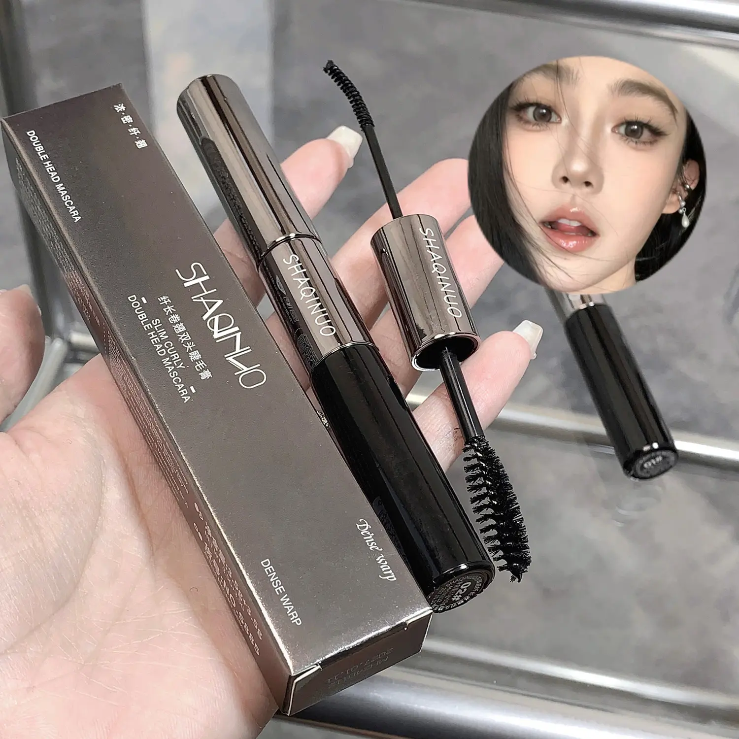 Slim Curly Double Head Lashes Mascara 2 IN 1 Eyelash Primer Base Cream Waterproof Black Brown Curling Eyelash Extensions Makeup
