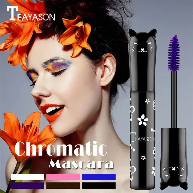 5 Colors Mascara Eyelashes Curling Extension Pink Purple Blue White Mascara Non-smudge Waterproof Fast Dry Long-lasting Makeup