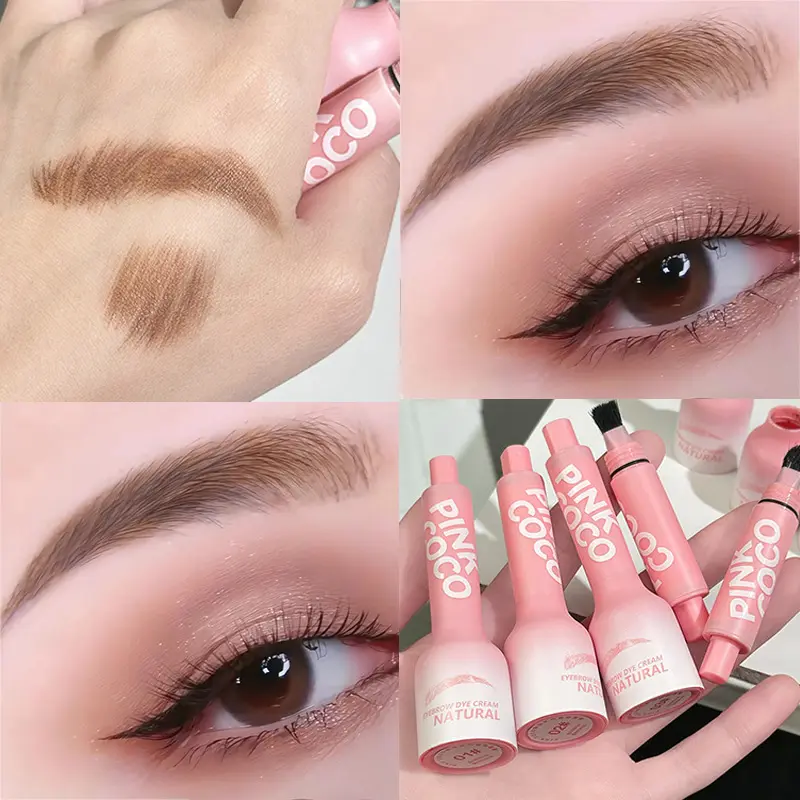 Press Type Air Cushion Eyebrow Dye Cream with Brush Waterproof Easy To Color Natural Eyebrow Rendering 3D Makeup Wild Eye Brow