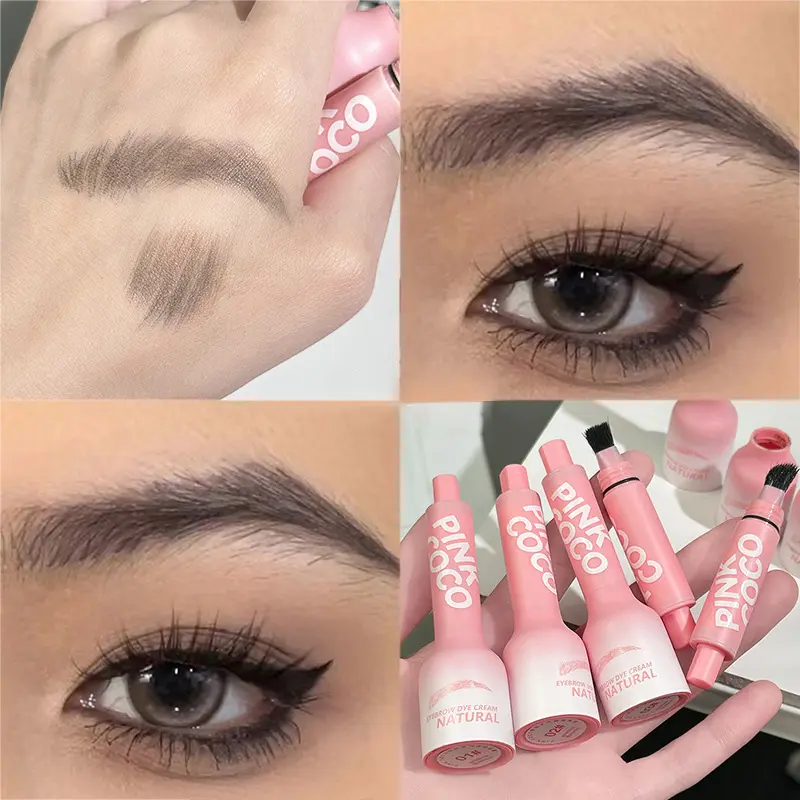 Press Type Air Cushion Eyebrow Dye Cream with Brush Waterproof Easy To Color Natural Eyebrow Rendering 3D Makeup Wild Eye Brow