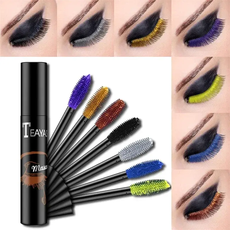 5 Colors Mascara Eyelashes Curling Extension Pink Purple Blue White Mascara Non-smudge Waterproof Fast Dry Long-lasting Makeup