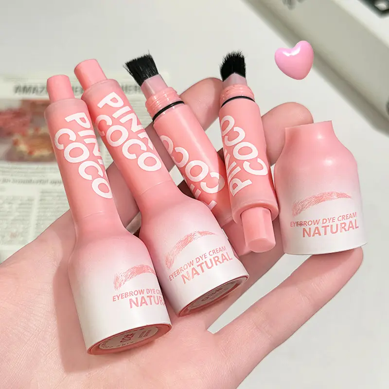 Press Type Air Cushion Eyebrow Dye Cream with Brush Waterproof Easy To Color Natural Eyebrow Rendering 3D Makeup Wild Eye Brow