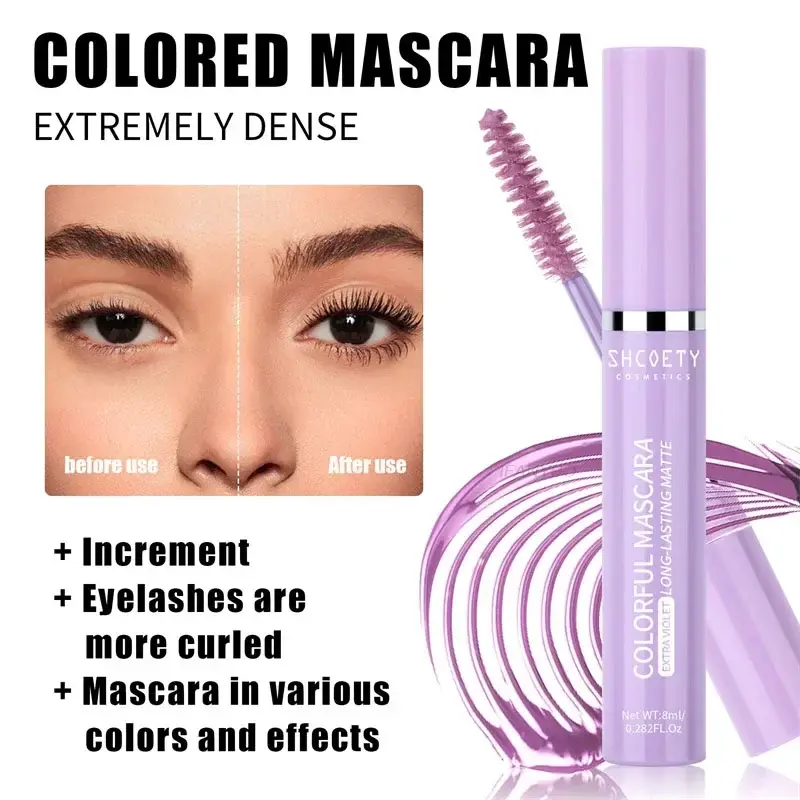 6 Colors Mascara Eyelashes Curling Extension Pink Purple Blue Green Mascara Non-smudge Waterproof Fast Dry Long-lasting Makeup