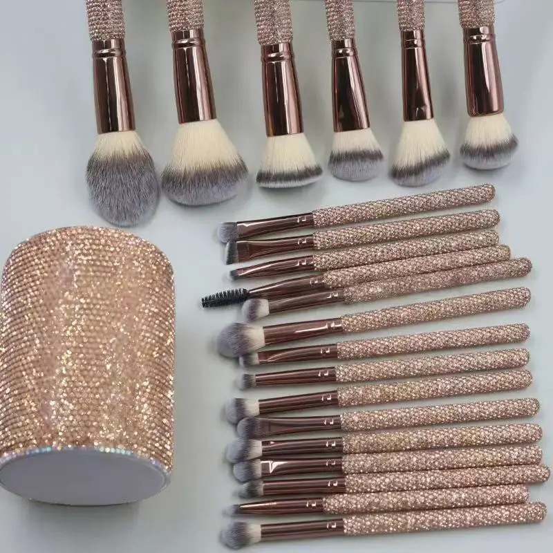 Diamond Bling Makeup Brushes Set 23-Piece Set of Diamond-Encrusted Pure Hand-Made
